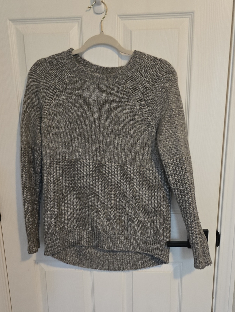 Grey Ribbed Knit Women’s Sweater